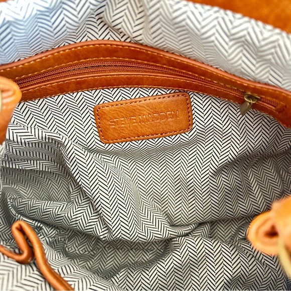 NEW Steve Madden | Brown Studded Bohemian Leather Shoulder Bag - Picture 9 of 13